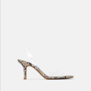 Zara Vinyl and animal print heeled sandals